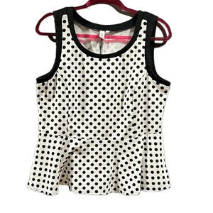 Jules & Leopold white and black polka dot top, size large